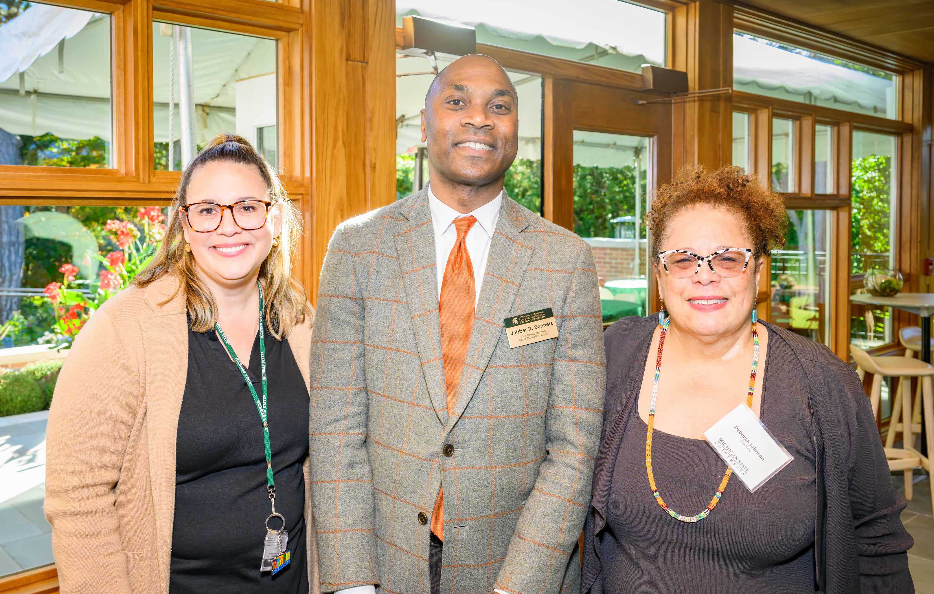 Standing from left to right, Linda Halgunseth, Ph.D., associate professor in the Department of Human Development and Family Studies, Jabbar R. Bennett, Ph.D., vice president and chief diversity officer, Deborah J. Johnson, Ph.D., director of the Diversity Research Network and MSU Foundation Professor of Human Development and Family Studies.