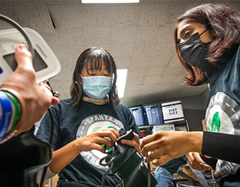 Spartan Street Medicine team prepares equipment and bags for street run