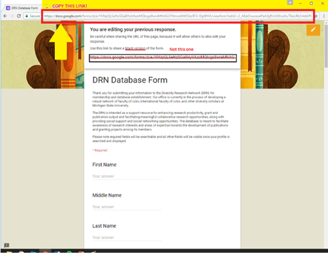DRN database instructions